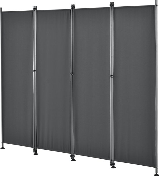 Paravent de Confidentialité Brise-Vue Séparateur à 4 Panneaux Résistant pour Extérieur Intérieur Acier Polyester 215 x 170 cm Gris [pro.tec]
