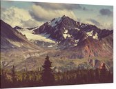 Bos aan de bergen - Foto op Canvas - 150 x 100 cm