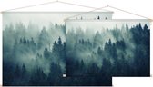 Bomen met mist,  - Foto op Textielposter - 90 x 60 cm