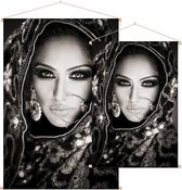 Mooie dame in zwart wit,  - Foto op Textielposter - 90 x 135 cm