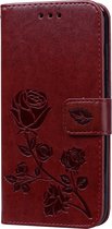 Honor 8S Hoesje - Mobigear - Flowers Serie - Kunstlederen Bookcase - Bruin - Hoesje Geschikt Voor Honor 8S