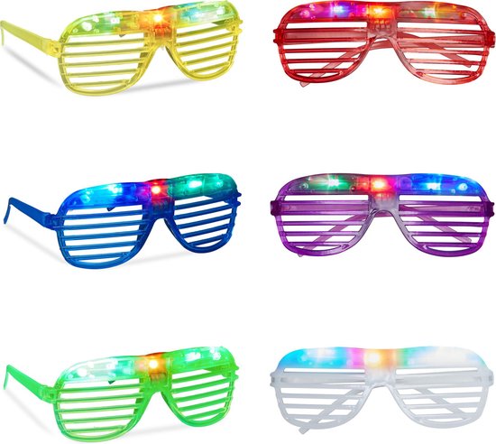 Correspondentie Vaardig koffie Relaxdays feestbril LED - neon carnaval accessoire - partybril met licht -  verkleedbril | bol.com