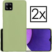Samsung Galaxy A22 Hoesje (5G) Back Cover Siliconen Case Hoes - Groen - 2 Stuks