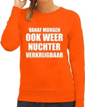 Koningsdag sweater morgen nuchter verkrijgbaar oranje - dames - Kingsday outfit / kleding / trui M