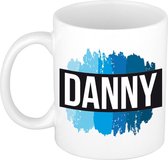 Danny naam cadeau mok / beker met verfstrepen - Cadeau collega/ vaderdag/ verjaardag of als persoonlijke mok werknemers