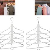 Relaxdays 2x ruimtebesparende kledinghangers - multi kleerhanger - broekhanger - broeklat