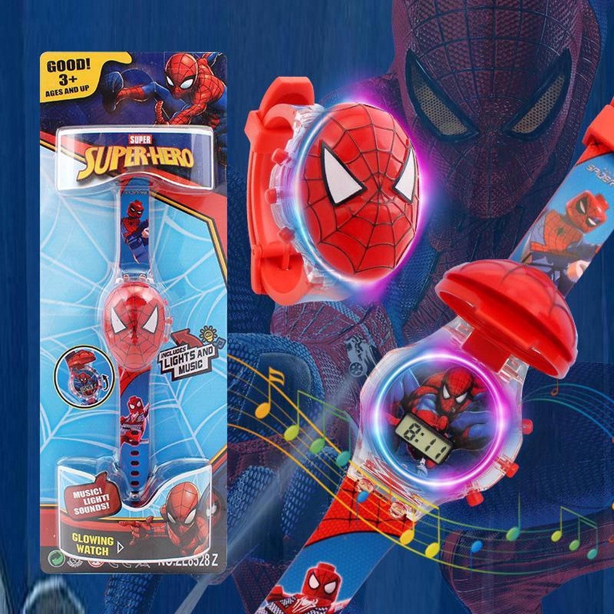 Montre Spiderman Marvel avec lumière et Musique - Montre pour Kinder  Spider-Man -... | bol.com