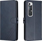 Voor Xiaomi Mi 10S Stikstijl 2-Kleur Koe Textuur Horizontale Flip PU Lederen Case met Houder & Kaartsleuf & Lanyard (Blauw)