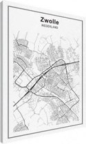 Stadskaart Zwolle - Canvas 50x70