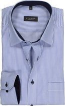 ETERNA comfort fit overhemd - twill heren overhemd - blauw met wit gestreept (blauw contrast) - Strijkvrij - Boordmaat: 48