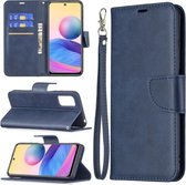 Voor Geschikt voor Xiaomi Poco M3 Pro / Redmi Note 10 5G Retro Lamsvacht Textuur Pure Kleur Horizontale Flip PU Lederen Case met Houder & Kaartsleuven & Portemonnee & Lanyard (Blau