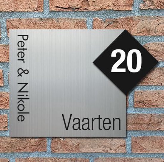 Namen enzo! Naambordje RVS look | Kunststof 20x20 cm