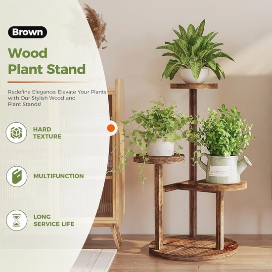 Vintage planten krukje hout driepoot | krukjes & poefen | vintage & interior - webshop voor vintage interieur producten