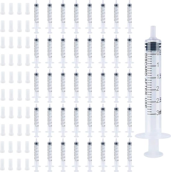100 stuks 1 ml spuiten, colostrumspuiten zonder naald, wegwerpspuiten met dop, afzonderlijk verpakte 1 ml spuit steriel voor wetenschappelijke laboratoria, diervoeding