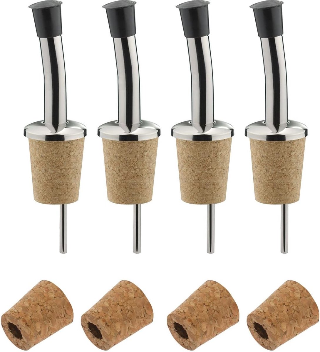 Schenktuit voor sterke drank met reserve kurken en inox-standaard