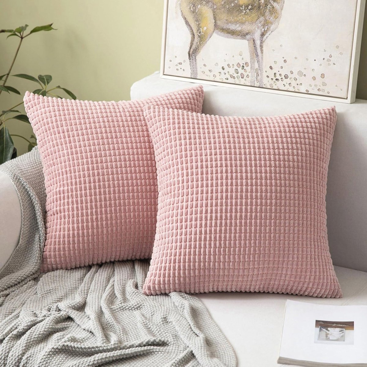 Zachte Corduroy Kussenslopen - Decoratieve en Effenzijdige Kussenhoezen in Babyroze