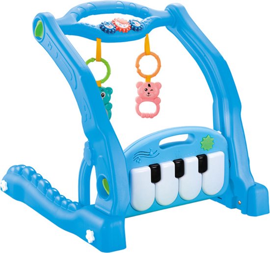 Buxibo 2in1 Babygym/Baby Walker - Piano Speelmat voor Baby's - Muziek Speelkleed met Ratelaar en Spiegel - Blauw van Buxibo — afbeelding 3