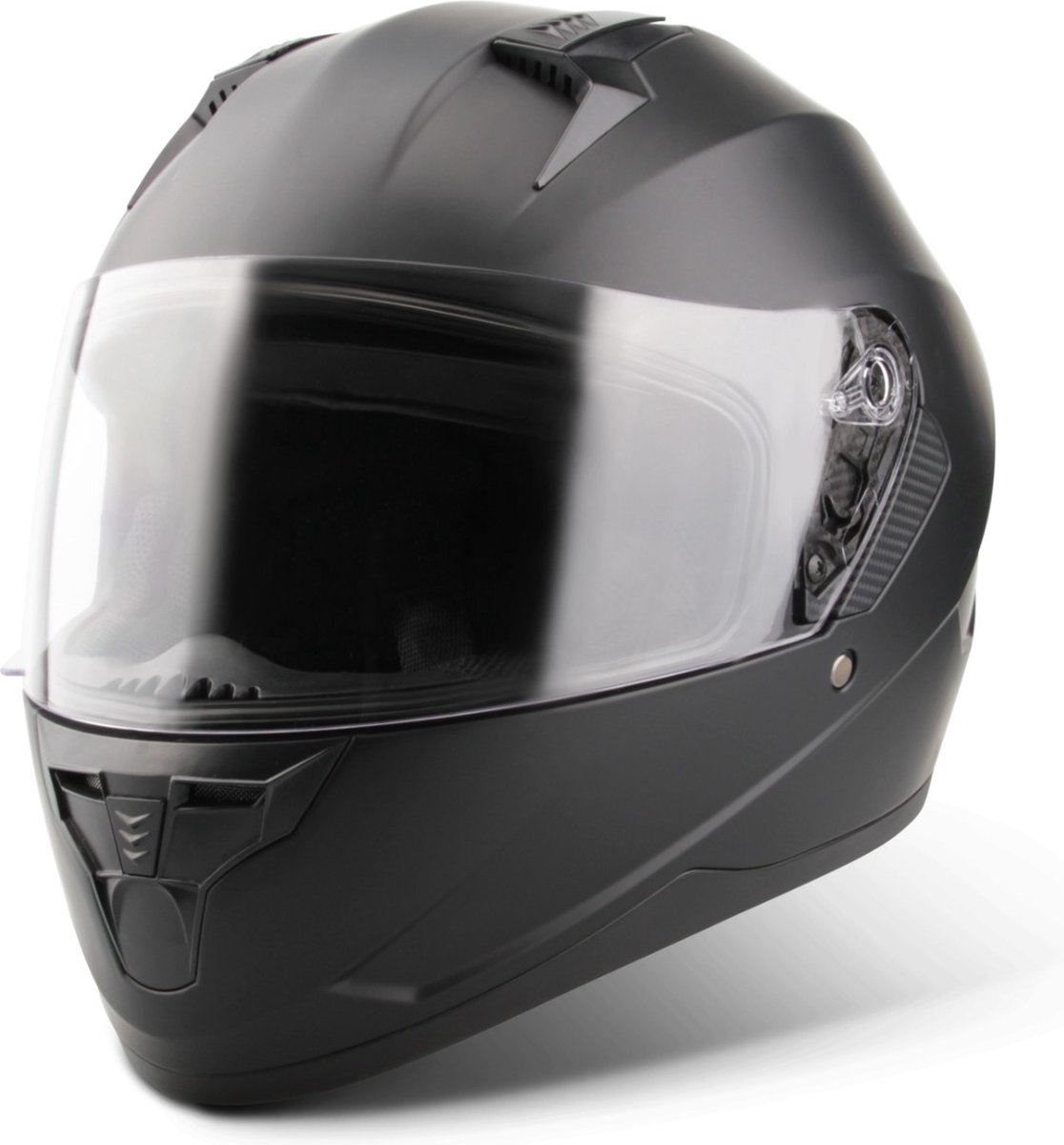 VINZ Vigo Integraalhelm | Scooterhelm & Motorhelm & Brommerhelm | Voor Heren & Dames | ECE 22.06 goedgekeurd | Lichtgewicht 1500 gram | Inclusief Opbergzak | Mat Zwart - XS