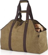 Houtmand - Haardhout Mand - Houtmand voor binnen- Haardmand - Haardhoutopslag - Brandhout mand - Houtopslag - Khaki - Canvas - 60*30*50 cm - Opbergtas - Keuken Organiser - opbergtassen - Grote capaciteit - voor kamperen