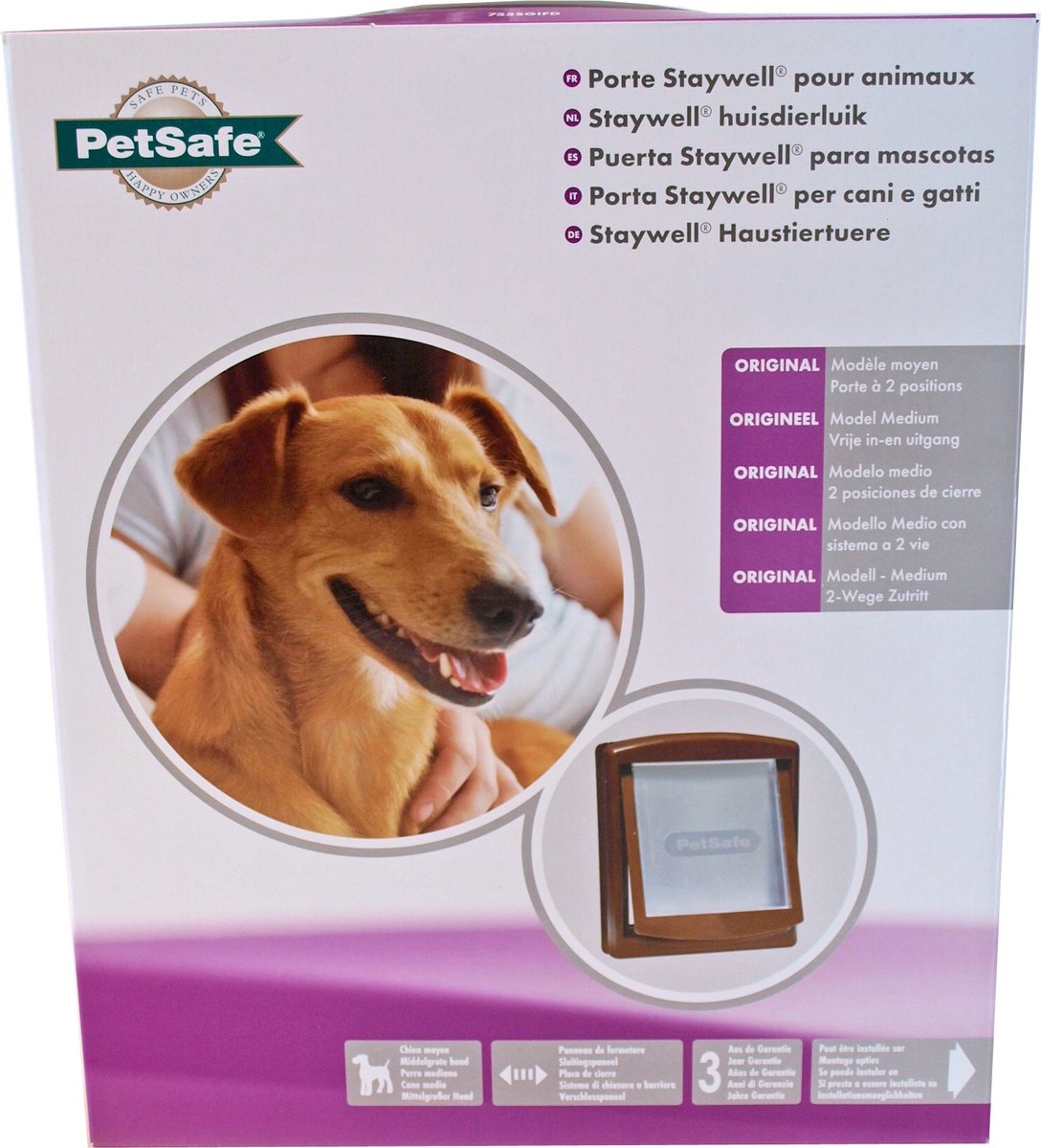 Bol.com Petsafe Hondenluik 755- Medium -  Bruin/Tranparant aanbieding