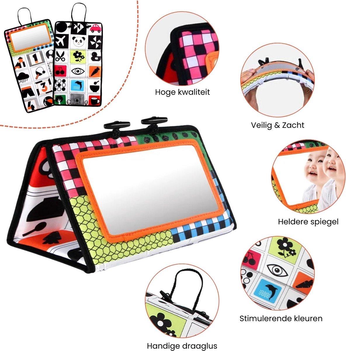Boncy® Knisperboekje Baby - Speelgoed Tummy Time - Buikligtrainer - Montessori Boekjes eerste jaar 0 1 2 - Boek 6 maanden - Babyboek buggyboekje - Babyspeelgoed - Box Activiteitenboek — afbeelding 9