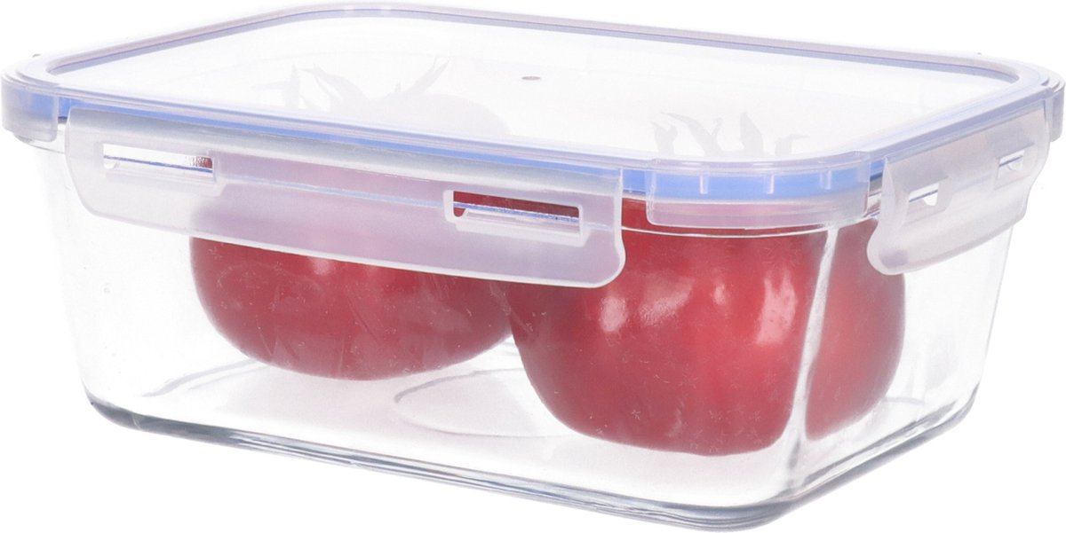 CM Vershoudbakje/lunchbox - luchtdicht - met clips - glas - 22 x 16 x 8 cm - 1500 ml