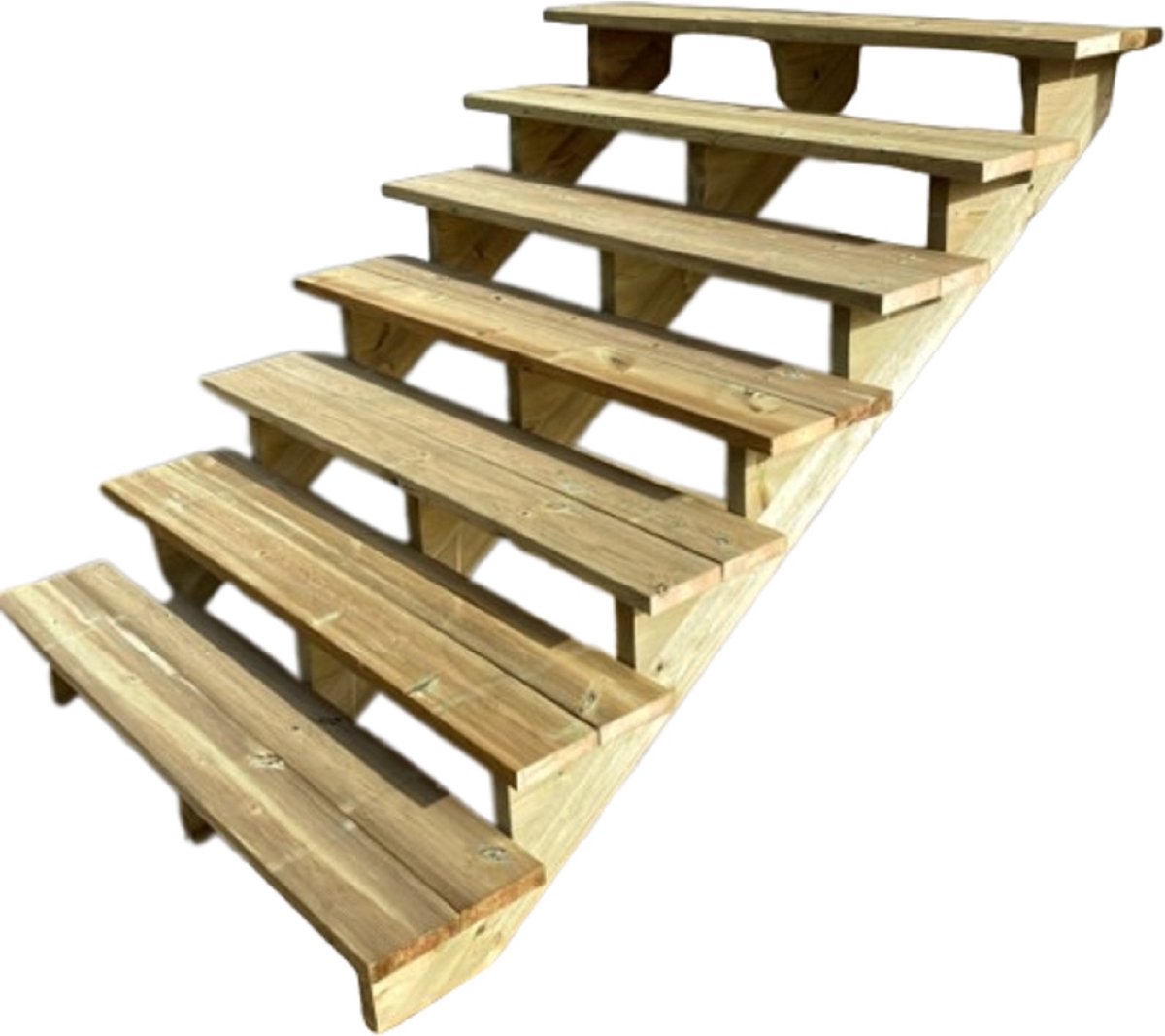 BERLIN Houten Buitentrap - 7 Open Treden 122 cm Hoog - 120 cm Breed