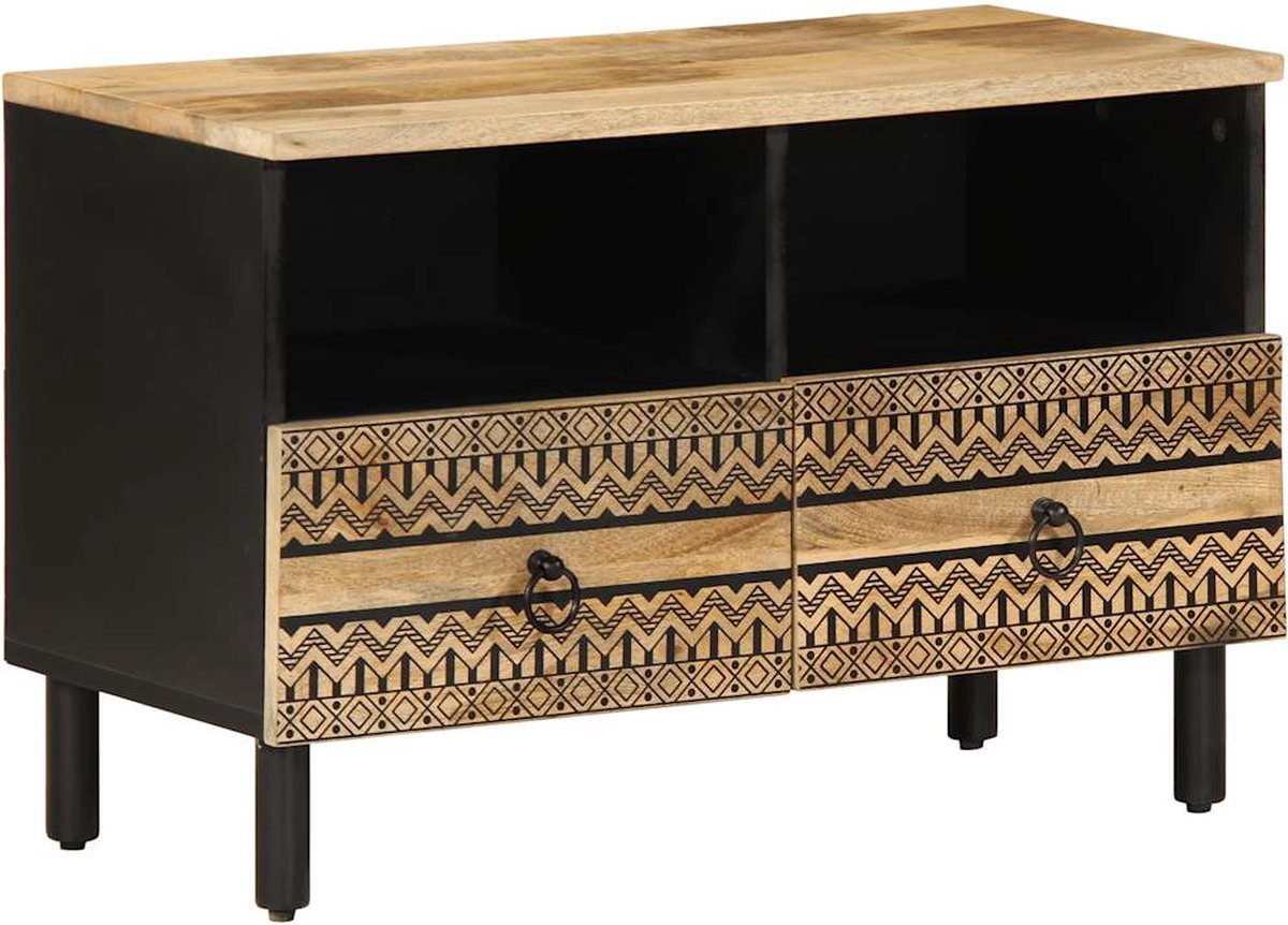 vidaXL - Tv-meubel - 70x33,5x46 - cm - massief - ruw - mangohout - zwart