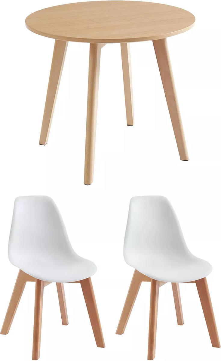 Vente-unique Set van kindertafel LOULOUNE + 2 stoelen LILINOU - Naturel en wit Natuurlijk licht