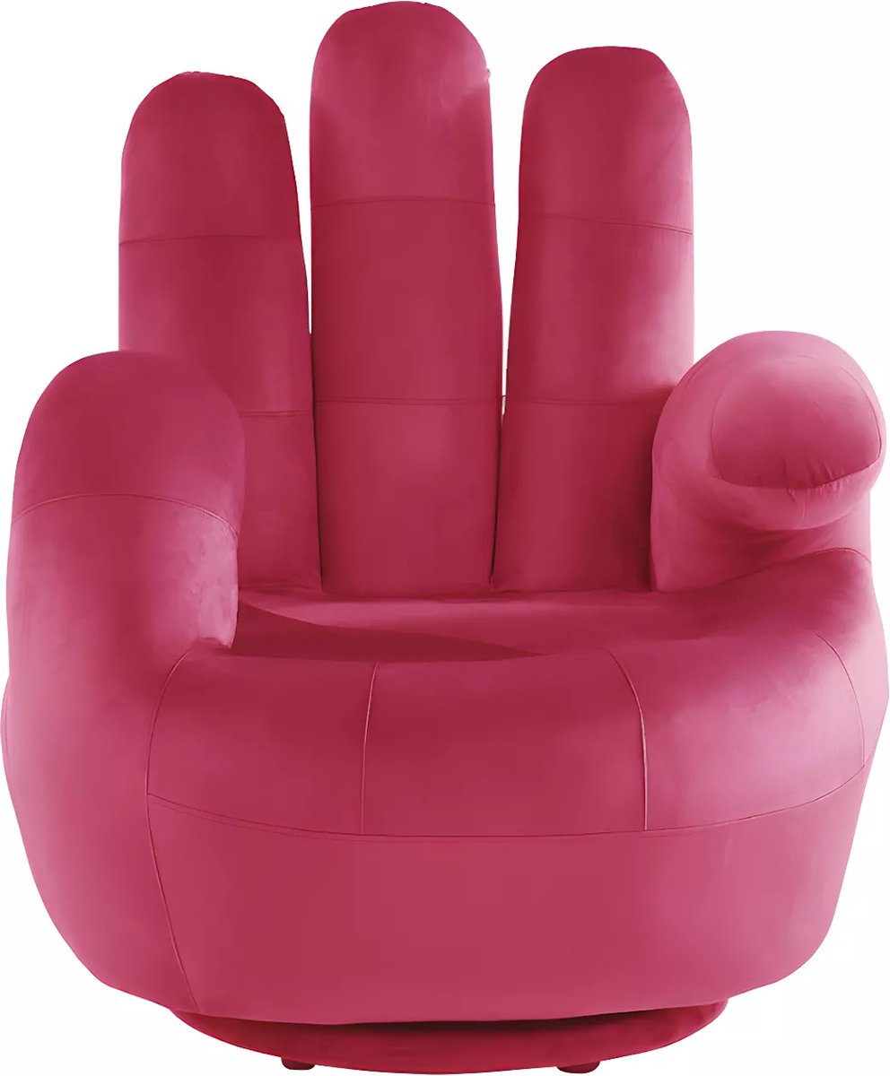 Vente-unique Draaibare fauteuil hand CATCHY van fluweel - Fuchsia