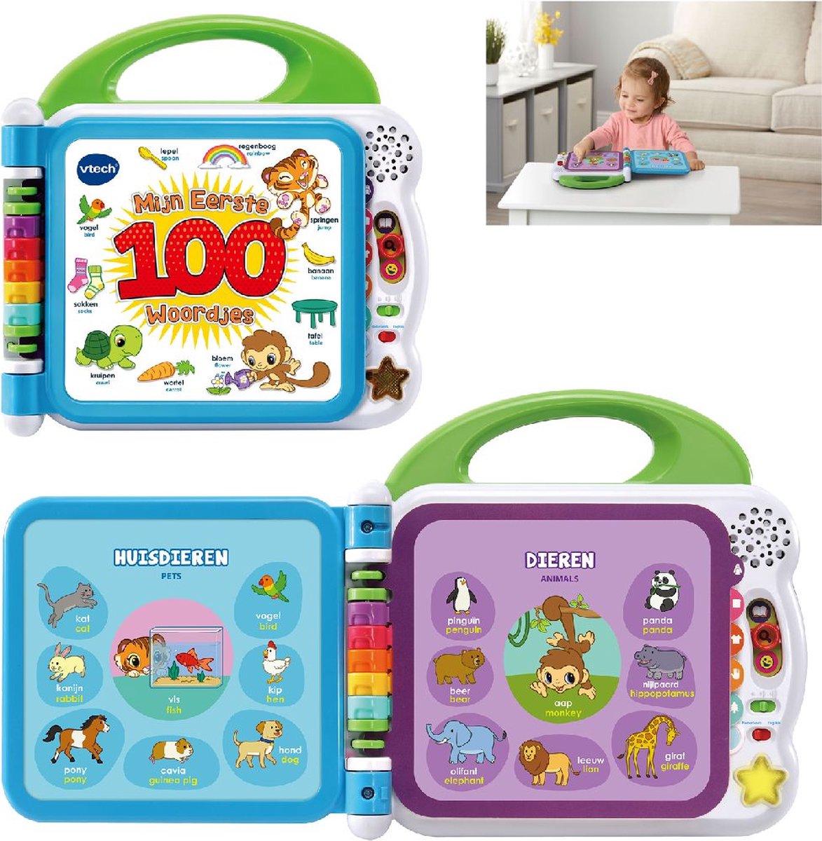 VTech Baby Mijn Eerste 100 Woordjes Boek - Educatief Speelgoed - Woordjes Leren - Nederlands & Engels Gesproken - Cadeau - Kinderspeelgoed 1.5 tot 4 Jaar — afbeelding 9