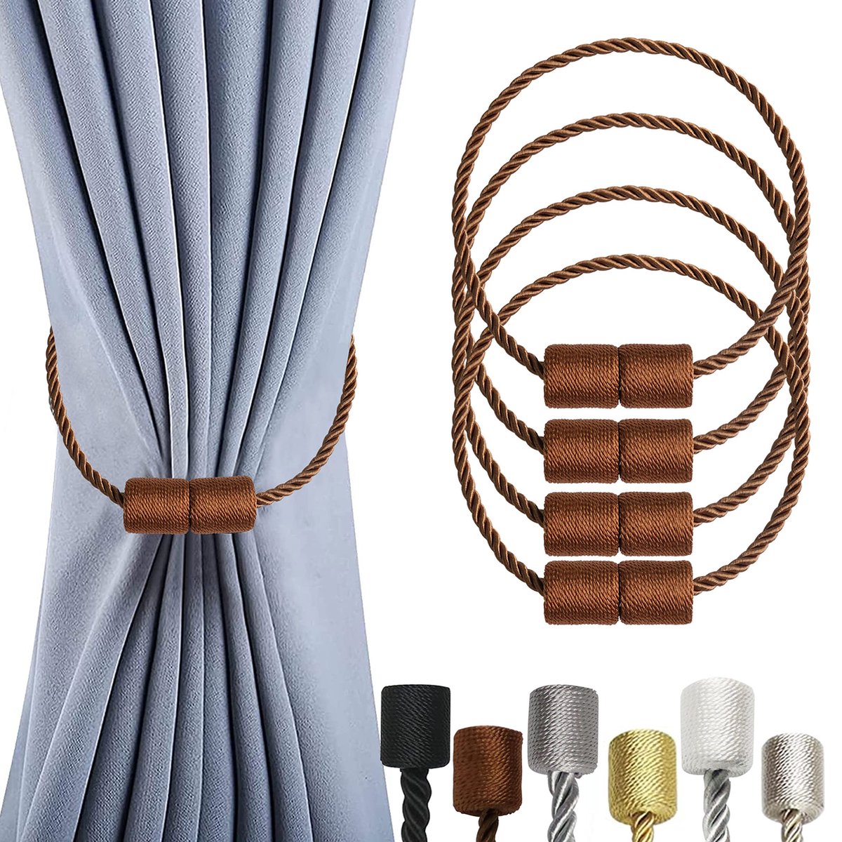 La'Moussawi ® Gordijnhouders Set van 4 met Sterke Magnetische Sluiting voor Moderne Interieurstijl