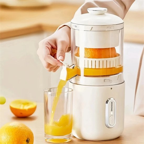 RM Store® - Elektrische Sinaasappelpers - Sinaasappelsap Extractor - Juicer - Draadloos - Draagbaar - Met Reinigingsborstel - Groenten - Vruchten - USB - Wit - 14 x 11 x 28 cm. — afbeelding 2