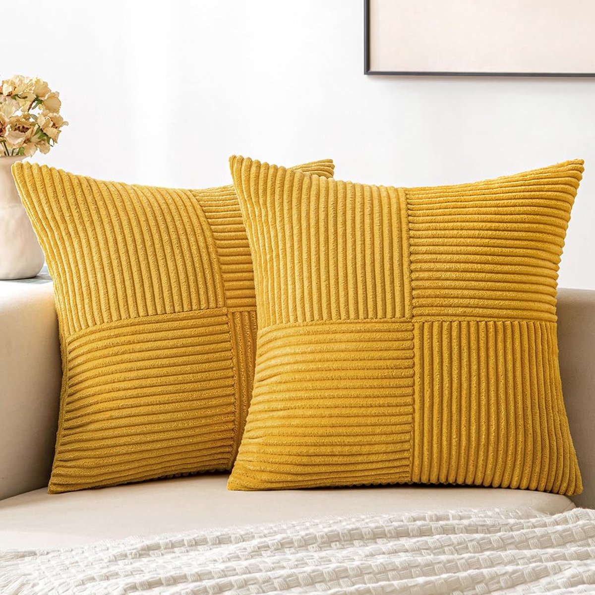 La'Moussawi ® Kleurrijke Set van Twee Decoratieve Kussenhoezen 40x40 cm voor Elk Interieur