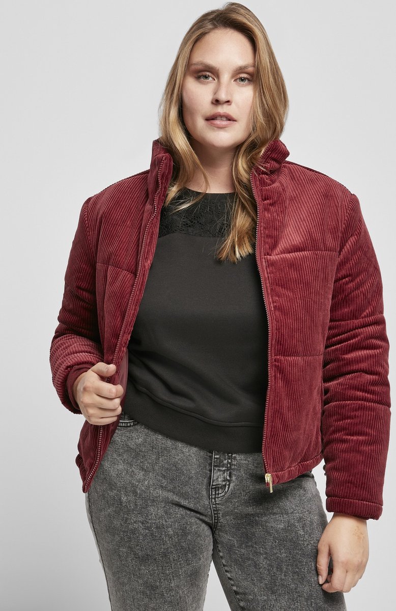 Urban Classics Corduroy Puffer winterjas S Rood