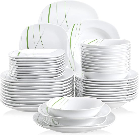 Blumenmuster-Porzellanteller-Set mit 18 Teilen, Geschirrset mit Blumendesign, De