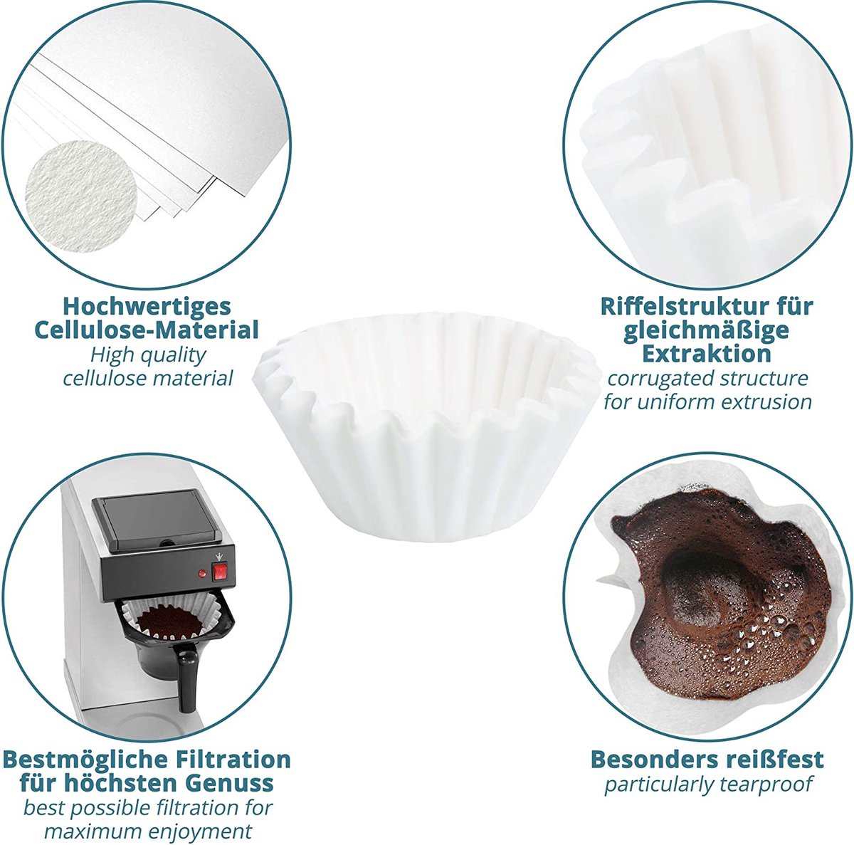 FortuneGlobe Koffiefilters 100 Stuks - 80/200 Mm Voor Mandfilter Machines