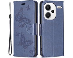 Coverup Hoesje - Geschikt voor Xiaomi Redmi Note 13 Pro+ 5G Hoesje - Coverup Vlinders Book Case - Blauw