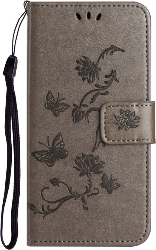 Coque iPhone 15 - Coverup Fleurs & Butterflies Book Case - Grijs