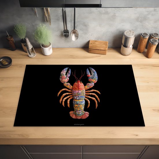 KitchenYeah® Protection plaque induction 74x48 cm - Kreeft - Kleurrijk - Abstract - Protege plaque de cuisson - Couvre plaque induction - Protecteur d'induction - Cuisine
