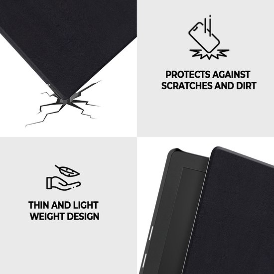 Lunso Geschikt voor Kobo Aura Edition 2 hoes (6 inch) - sleepcover - Zwart van Lunso — afbeelding 3