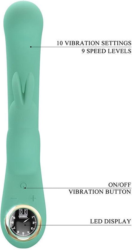 Pretty Love - Lamar - Vibromasseur Rabbit - Vibromasseur Tarzan - Avec écran LCD - Bleu clair