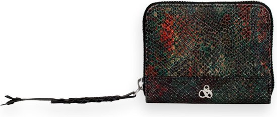 SCOTCH & SODA Cuir Étui pour carte de crédit Printed Leather Wallet Snake Noir