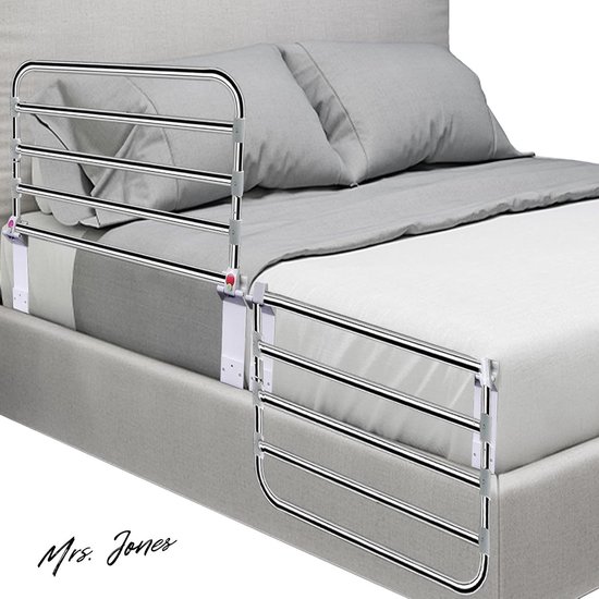 Ollewiellan Bedhekje voor boxspringbed, inklapbaar, valbescherming voor kinderen, in hoogte verstelbaar, snelle montage, babybedhek voor kinderbed, 150 cm, grijs