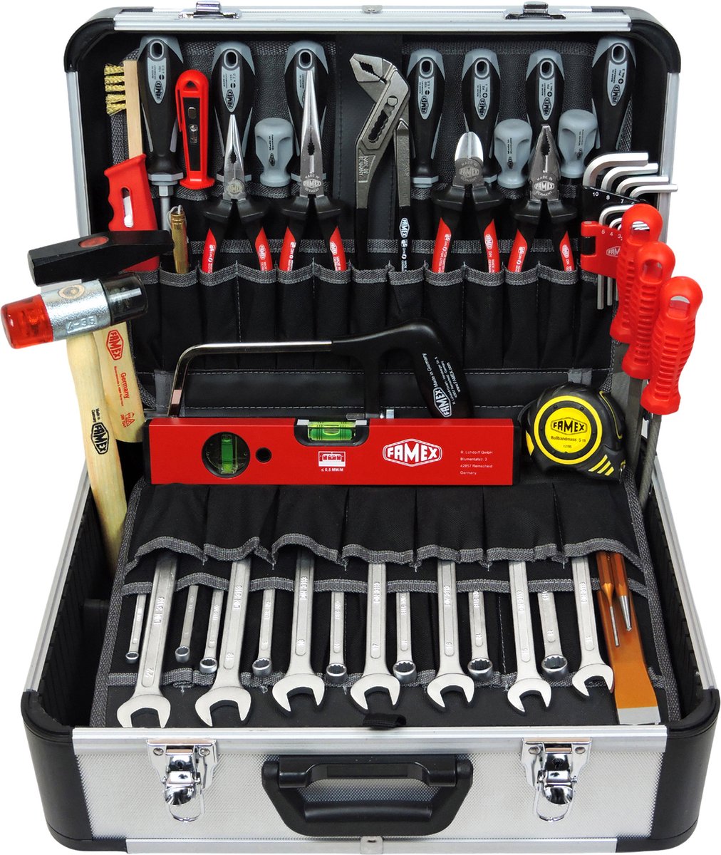 FAMEX 420-88 High-End Gereedschapsset gevuld voor monteurs 98-delig - PROFESSIONAL - Handgereedschap, Toolbox