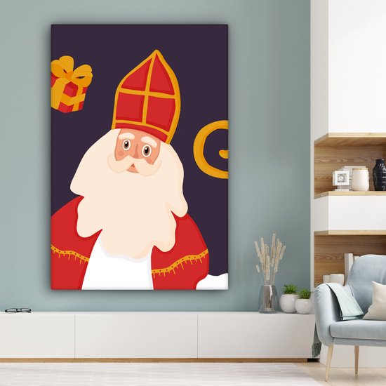 Tableau sur toile Sinterklaas - Personnel - Saint - Enfants - Garçons - Filles - Kids - 120x180 cm - Décoration murale XXL