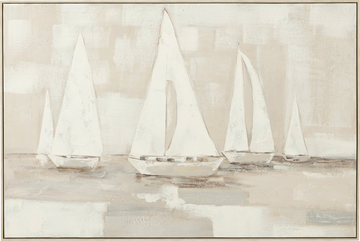 J-Line schilderij Tog - canvas - wit/bruin