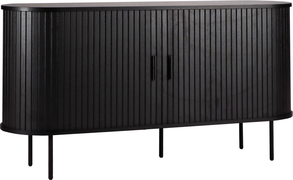 Oviala - Dressoir 2 deuren in melamine en staal 140 cm zwart - Marius