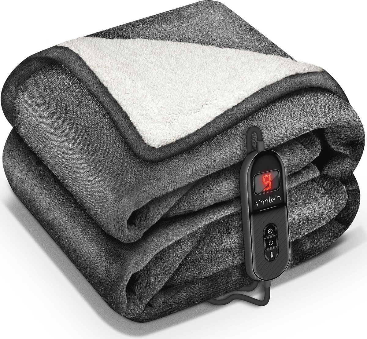 Elektrische Deken met Automatische Uitschakeling – 200 x 180 cm, 9 Warmtestanden, Wasbaar, Comfortabel voor Bed en Bank