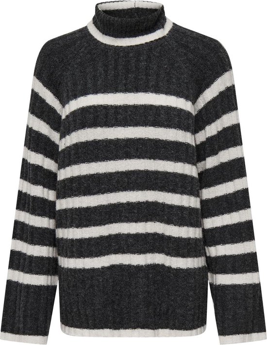 Pull Femme JDY JDYMILEY L/ S LONG STRIPE PULLOV KNT NOOS - Dark Grey Melange W. Birch Mel Stripes